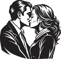 casal se beijando ilustração Preto e branco vetor