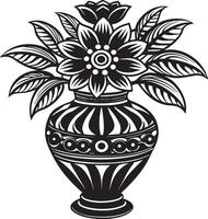 decorativo vaso com flores Preto e branco ilustração vetor