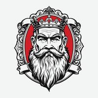 mascote logotipo majestoso rei esboço Preto cor dentro branco fundo vetor