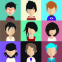 Conjunto de avatares coloridos de personagens vetor