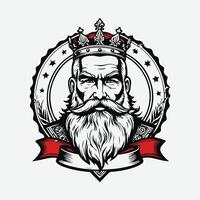 mascote logotipo majestoso rei esboço Preto cor dentro branco fundo vetor