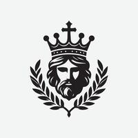 rei coroa logotipo ilustração, Preto e branco logotipo. vetor