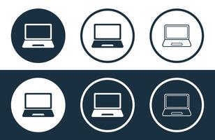 conjunto do computador portátil ícones isolado plano e esboço estilo ilustração vetor