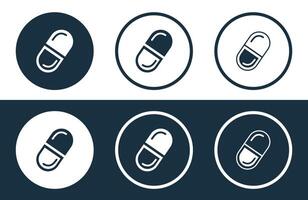 conjunto do remédio ícones isolado plano e esboço estilo ilustração vetor