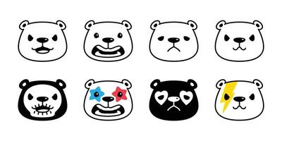 Urso polar Urso ícone dia das Bruxas faço acima face Rocha chique logotipo Urso de pelúcia cabeça desenho animado personagem rabisco símbolo ilustração Projeto vetor