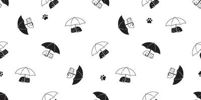 gato desatado padronizar gatinho guarda-chuva pata chita animal desenho animado cachecol isolado animal repetir fundo telha papel de parede ilustração rabisco Projeto vetor