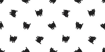 gato desatado padronizar gatinho chita animal cachecol isolado repetir fundo desenho animado rabisco animal telha papel de parede ilustração Preto Projeto vetor