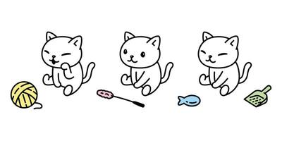 gato gatinho chita ícone animal brinquedo fio bola procriar personagem desenho animado rabisco símbolo ilustração Projeto vetor