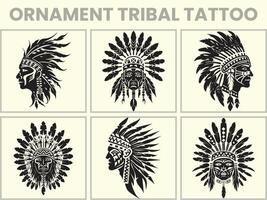 uma Preto silhueta conjunto do uma africano enfeite tribal tatuagem, clipart vetor