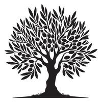 Oliva árvore plantar ilustração dentro Preto e branco vetor