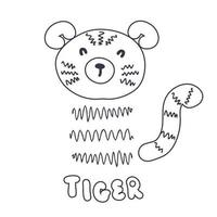 doodle tigre simples desenhado à mão. vetor