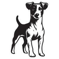uma confiante jack russell terrier cachorro face ilustração dentro Preto e branco vetor