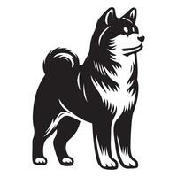 uma digno akita cachorro face ilustração dentro Preto e branco vetor