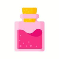 poção do amor em uma pequena garrafa quadrada rosa para o casamento ou dia dos namorados. vetor