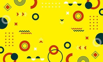 moderno abstrato fundo com Memphis elementos dentro amarelo e retro temático cartazes faixas e local na rede Internet aterrissagem Páginas. vetor