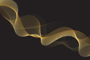 elegante ouro malha ondas fluxo dentro uma hipnotizante rendilhado contra uma rígido Preto fundo vetor