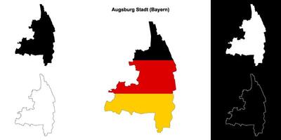 Augsburg cidade, Bayern em branco esboço mapa conjunto vetor