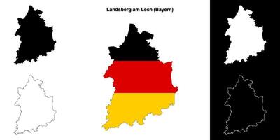 Landberg sou leite, Bayern em branco esboço mapa conjunto vetor
