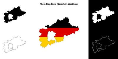 Rhein-sieg-kreis, Nordrhein-Westfalen em branco esboço mapa conjunto vetor