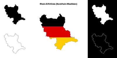 Rhein-erft-kreis, Nordrhein-Westfalen em branco esboço mapa conjunto vetor