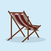 de praia chaise longue dentro moderno plano linha estilo. mão desenhado ilustração do verão, de praia desenho animado Projeto. vintage natural correção, distintivo, emblema, logotipo, decoração. vetor