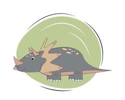triceratops sorrindo. Dino feliz sobre fundo verde. feliz triceratops. vetor