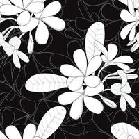 padrão sem emenda floral com fundo abstrato de flores de frangipani. Ilustração em vetor arte linha desenhada à mão. Projeto de impressão em tecido