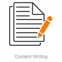 conteúdo escrevendo e escrever ícone conceito vetor