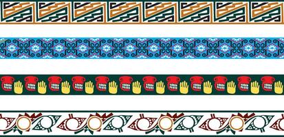 conjunto do colori nativo americano nacional fronteiras. quadros dentro a estilo do a astecas, maias, incas. vetor