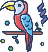 papagaio pássaro linear cor ilustração vetor