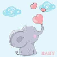 Cute, pequeno, bebê, elefante vetor