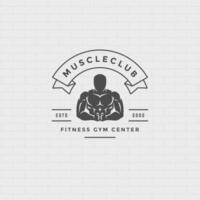 fisiculturista homem logotipo ou crachá ilustração masculino musculação símbolo silhueta vetor