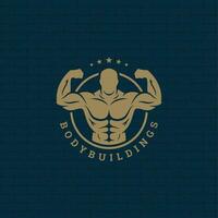 fisiculturista homem logotipo ou crachá ilustração masculino musculação símbolo silhueta vetor