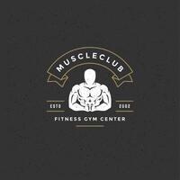 fisiculturista homem logotipo ou crachá ilustração masculino musculação símbolo silhueta vetor