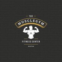 fisiculturista homem logotipo ou crachá ilustração, masculino musculação símbolo silhueta. vetor