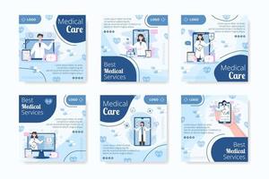 post de ilustração de design plano de saúde médica editável de fundo quadrado adequado para mídia social, feed, cartão, saudações e modelo de anúncios de internet da web vetor