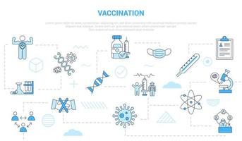 conceito de vacinação com banner de modelo de conjunto de ícones com estilo moderno de cor azul vetor