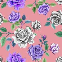 elegante padrão sem emenda colorido com ilustração de design floral botânico. vetor