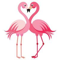 fofa Rosa flamingo em branco fundo verão amor fofa flamingo casal vetor