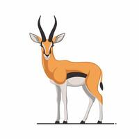 gazela desenho animado animal Projeto plano ilustração em branco fundo lado Visão antílope vetor