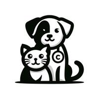 design de logotipo de cachorro e gato vetor