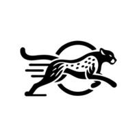 corrida guepardo animal logotipo dentro Preto e branco. guepardo logotipo Projeto vetor