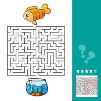 bonito jogo educacional de labirinto de peixes. ilustração vetorial de labirinto para crianças vetor