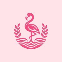 flamingo pássaro logotipo projeto, flamingo pássaro ilustração, lindo e elegante flamingo pássaro Projeto vetor