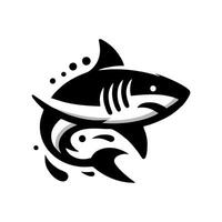 Tubarão logotipo Projeto ilustração. Preto Tubarão logotipo Projeto vetor