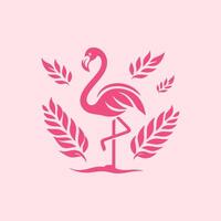 flamingo pássaro logotipo projeto, flamingo pássaro ilustração, lindo e elegante flamingo pássaro Projeto vetor