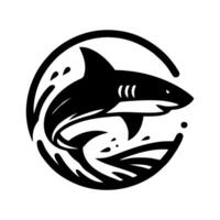 Tubarão logotipo Projeto ilustração. Preto Tubarão logotipo Projeto vetor