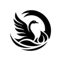 Preto cisne animal logotipo projeto, Projeto ilustração do uma gracioso cisne vetor