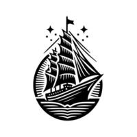 pinisi navio ilustração, pinisi navio silhueta vetor