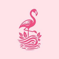 flamingo pássaro logotipo projeto, flamingo pássaro ilustração, lindo e elegante flamingo pássaro Projeto vetor